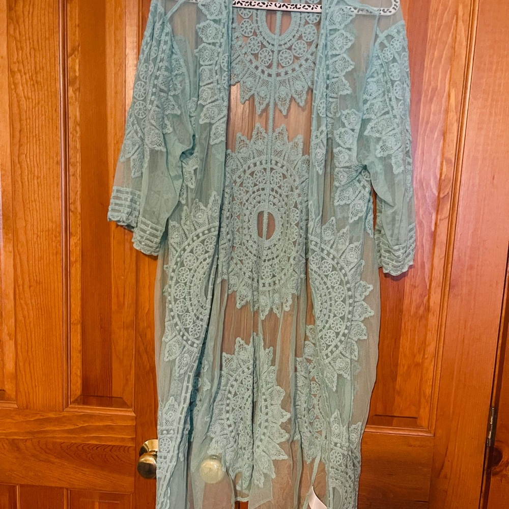 Rachel Zoe Light Green Lace Cardigan